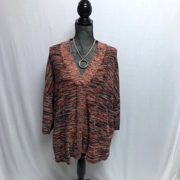 J Jill Sweater Womens Size Large V Neck Wide Sleeve Marled Oversized Casual Top - Picture 2 of 7